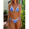 image:imageMakeMeChic Womens Summer Gingham 2 Piece Bikini Set Halter String Triangle Swimsuit Beach Vacation SwimwearBlue and White