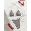 image:imageMakeMeChic Womens Summer Gingham 2 Piece Bikini Set Halter String Triangle Swimsuit Beach Vacation SwimwearLight Grey