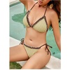 image:imageMakeMeChic Womens Summer Gingham 2 Piece Bikini Set Halter String Triangle Swimsuit Beach Vacation SwimwearLight Yellow