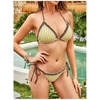 image:imageMakeMeChic Womens Summer Gingham 2 Piece Bikini Set Halter String Triangle Swimsuit Beach Vacation SwimwearLight Yellow
