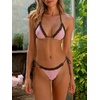image:imageMakeMeChic Womens Summer Gingham 2 Piece Bikini Set Halter String Triangle Swimsuit Beach Vacation SwimwearPink