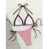 image:imageMakeMeChic Womens Summer Gingham 2 Piece Bikini Set Halter String Triangle Swimsuit Beach Vacation SwimwearPink