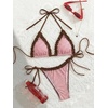 image:imageMakeMeChic Womens Summer Gingham 2 Piece Bikini Set Halter String Triangle Swimsuit Beach Vacation SwimwearPink