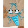 image:imageMakeMeChic Womens Triangle Thong Bikini Sets Sexy Shiny Starfish Halter Bikini Micro Tiny Cute Bathing Suit SwimsuitBlue
