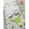 image:imageMakeMeChic Womens Triangle Thong Bikini Sets Sexy Shiny Starfish Halter Bikini Micro Tiny Cute Bathing Suit SwimsuitLime Green