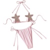 image:imageMakeMeChic Womens Triangle Thong Bikini Sets Sexy Shiny Starfish Halter Bikini Micro Tiny Cute Bathing Suit SwimsuitPink