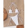 image:imageMakeMeChic Womens Triangle Thong Bikini Sets Sexy Shiny Starfish Halter Bikini Micro Tiny Cute Bathing Suit SwimsuitWhite