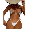 image:imageMakeMeChic Womens Triangle Thong Bikini Sets Sexy Shiny Starfish Halter Bikini Micro Tiny Cute Bathing Suit SwimsuitWhite