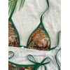 image:imageMakeMeChic Womens Zebra Cheetah Triangle Thong Bikini Sets Halter String Bathing Suit SwimsuitLeopard Green Multi