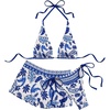 image:imageMakeMeChic Womens 3 Piece Boho Bathing Suits Triangle Halter Floral Paisley Summer Bikini with ShortsBlue and White