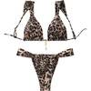 image:imageMakeMeChic Womens Floral Print 2 Piece Bikini Sets Tie Back Triangle Thong Bathing Suit SwimsuitN Leopard