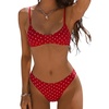 image:imageMakeMeChic Womens Polka Dots Thong Bikini Sets High Cut Micro Sexy Bathing Suit SwimsuitBright Red