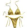 image:imageMakeMeChic Womens Sexy Sequin Bikini Sets String Halter Triangle Swimsuits Two Piece Summer Bathing SuitYellow