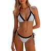 image:imageMakeMeChic Womens Summer Gingham 2 Piece Bikini Set Halter String Triangle Swimsuit Beach Vacation SwimwearBlack and White B