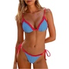 image:imageMakeMeChic Womens Summer Gingham 2 Piece Bikini Set Halter String Triangle Swimsuit Beach Vacation SwimwearBlue and Red