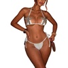 image:imageMakeMeChic Womens Triangle Thong Bikini Sets Sexy Shiny Starfish Halter Bikini Micro Tiny Cute Bathing Suit SwimsuitWhite