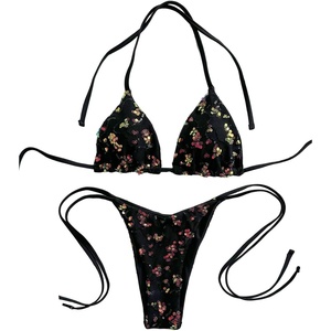 image:imageMakeMeChic Womens Sexy Sequin Bikini Sets String Halter Triangle Swimsuits Two Piece Summer Bathing SuitBlack