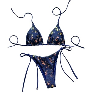 image:imageMakeMeChic Womens Sexy Sequin Bikini Sets String Halter Triangle Swimsuits Two Piece Summer Bathing SuitDark Blue