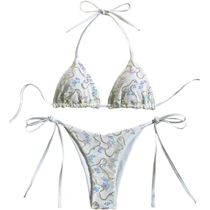 image:imageMakeMeChic Womens Sexy Sequin Bikini Sets String Halter Triangle Swimsuits Two Piece Summer Bathing SuitWhite
