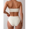 image:imageMakeMeChic Womens Bandeau Bikini Sets High Waisted Cheeky 2 Piece Strapless Bathing SuitApricot