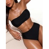 image:imageMakeMeChic Womens Bandeau Bikini Sets High Waisted Cheeky 2 Piece Strapless Bathing SuitBlack