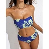image:imageMakeMeChic Womens Bandeau Bikini Sets High Waisted Cheeky 2 Piece Strapless Bathing SuitBlue