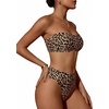 image:imageMakeMeChic Womens Bandeau Bikini Sets High Waisted Cheeky 2 Piece Strapless Bathing SuitBrown
