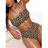 image:imageMakeMeChic Womens Bandeau Bikini Sets High Waisted Cheeky 2 Piece Strapless Bathing SuitBrown