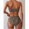 image:imageMakeMeChic Womens Bandeau Bikini Sets High Waisted Cheeky 2 Piece Strapless Bathing SuitBrown
