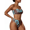 image:imageMakeMeChic Womens Bandeau Bikini Sets High Waisted Cheeky 2 Piece Strapless Bathing SuitBrown Floral