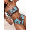 image:imageMakeMeChic Womens Bandeau Bikini Sets High Waisted Cheeky 2 Piece Strapless Bathing SuitBrown Floral