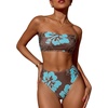 image:imageMakeMeChic Womens Bandeau Bikini Sets High Waisted Cheeky 2 Piece Strapless Bathing SuitBrown Floral
