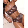 image:imageMakeMeChic Womens Bandeau Bikini Sets High Waisted Cheeky 2 Piece Strapless Bathing SuitCoffee Brown