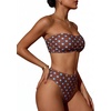 image:imageMakeMeChic Womens Bandeau Bikini Sets High Waisted Cheeky 2 Piece Strapless Bathing SuitCoffee Brown