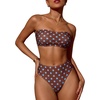 image:imageMakeMeChic Womens Bandeau Bikini Sets High Waisted Cheeky 2 Piece Strapless Bathing SuitCoffee Brown