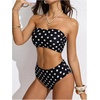 image:imageMakeMeChic Womens Bandeau Bikini Sets High Waisted Cheeky 2 Piece Strapless Bathing SuitDots Black