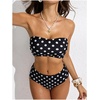 image:imageMakeMeChic Womens Bandeau Bikini Sets High Waisted Cheeky 2 Piece Strapless Bathing SuitDots Black