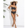 image:imageMakeMeChic Womens Bandeau Bikini Sets High Waisted Cheeky 2 Piece Strapless Bathing SuitDots Black