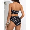 image:imageMakeMeChic Womens Bandeau Bikini Sets High Waisted Cheeky 2 Piece Strapless Bathing SuitDots Black