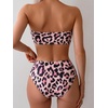 image:imageMakeMeChic Womens Bandeau Bikini Sets High Waisted Cheeky 2 Piece Strapless Bathing SuitDusty Pink