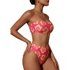 image:imageMakeMeChic Womens Bandeau Bikini Sets High Waisted Cheeky 2 Piece Strapless Bathing SuitHot Pink