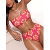 image:imageMakeMeChic Womens Bandeau Bikini Sets High Waisted Cheeky 2 Piece Strapless Bathing SuitHot Pink
