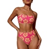 image:imageMakeMeChic Womens Bandeau Bikini Sets High Waisted Cheeky 2 Piece Strapless Bathing SuitHot Pink