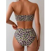 image:imageMakeMeChic Womens Bandeau Bikini Sets High Waisted Cheeky 2 Piece Strapless Bathing SuitMulticolor