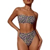 image:imageMakeMeChic Womens Bandeau Bikini Sets High Waisted Cheeky 2 Piece Strapless Bathing SuitMulticolor