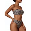 image:imageMakeMeChic Womens Bandeau Bikini Sets High Waisted Cheeky 2 Piece Strapless Bathing SuitMulticolor
