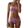 image:imageMakeMeChic Womens Bandeau Bikini Sets High Waisted Cheeky 2 Piece Strapless Bathing SuitPink