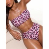 image:imageMakeMeChic Womens Bandeau Bikini Sets High Waisted Cheeky 2 Piece Strapless Bathing SuitPink