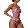 image:imageMakeMeChic Womens Bandeau Bikini Sets High Waisted Cheeky 2 Piece Strapless Bathing SuitPink
