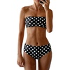 image:imageMakeMeChic Womens Bandeau Bikini Sets High Waisted Cheeky 2 Piece Strapless Bathing SuitDots Black